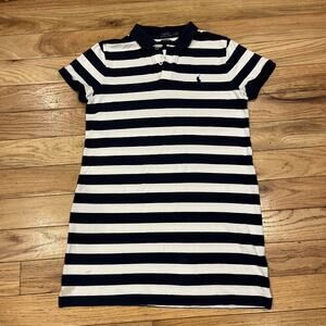 Polo Ralph Lauren The Mesh Mini Dress Women’s Large White Navy Striped Preppy